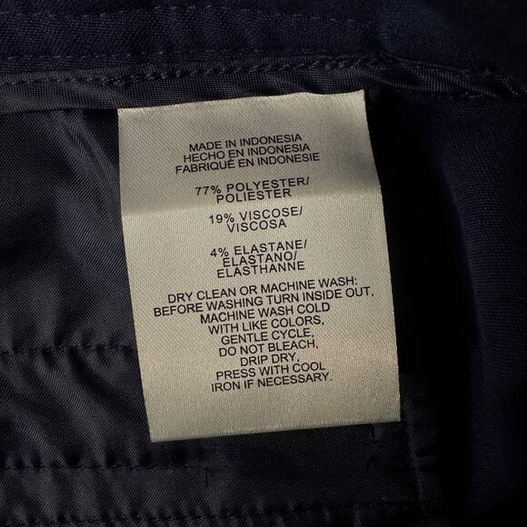 Jones New York SZ 12 Dress Pants Flat Front Zip-Fly Stretch High-Rise Navy Blue - Picture 7 of 7